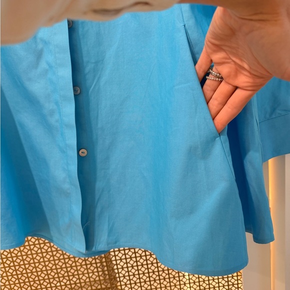Foxcroft Turquoise Heritage Non-Iron Shirt size 16! With pockets! - Picture 4 of 9